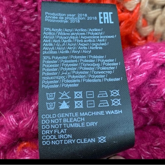 Vero Moda Cozy Soft Wide Cable Knit Vibrant Colorblock Striped Crewneck Sweater - Picture 12 of 15